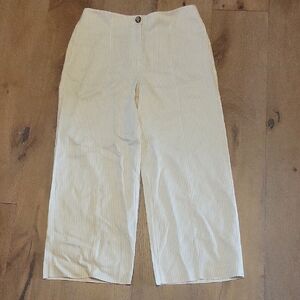Ann Taylor Tan And White Verticle Striped Pants Size 8 Wide Leg